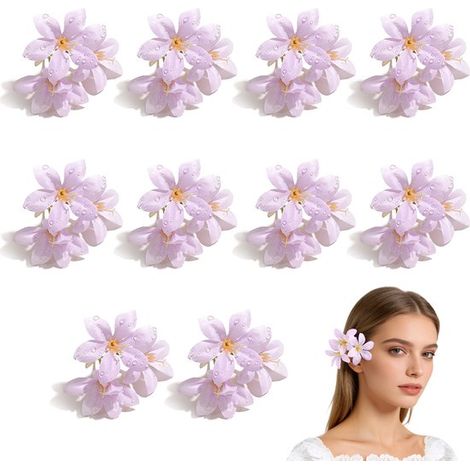 Paquete de 10 lirios artificiales，Flores artificiales，lirios realistas de tres lóbulos en forma de gota de rocío，Ideales para bodas (1/5)