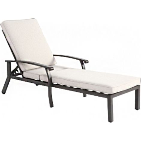 Chaise longue de patio avec coussin en coton, chaise longue inclinable réglable en aluminium antirouille pour piscine, coussin beige imperméable (1 pièce) (1/5)