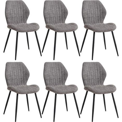 6er Set Esszimmerstühle mit Stoffbezug und Metallbeinen, Grau (1/5)