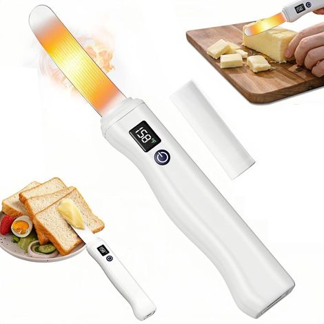Couteau À Beurre Chauffant Électrique, Étaleur De Beurre Avec Écran LED Et 2 Niveaux De Chauffage 131°F Et 158°F, Rechargeable USB, Pour Cuisine Restaurant Pique-Nique Et Fête (1/5)