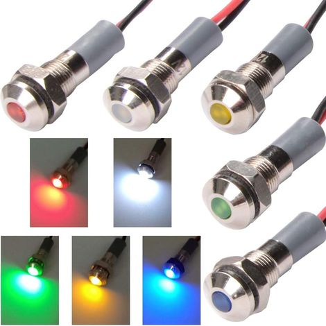 5Pcs Voyants Lumineux LED 12V 6mm LED Indicateur Ampoule pour Tableau de Bord de Voiture Camion Bateau (5Pack) (1/4)