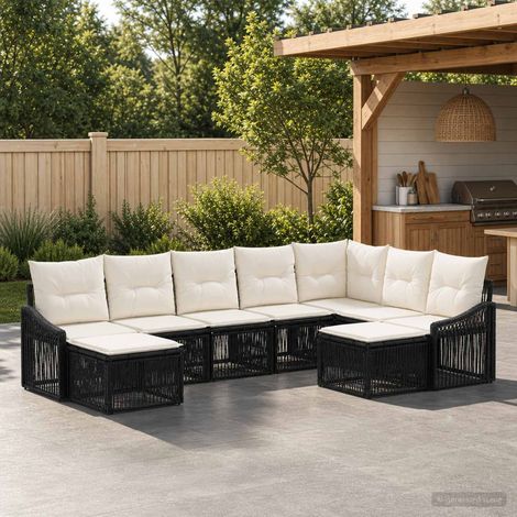 Set Divano da Giardino 9 pcs Nero polyrattan vidaXL (1/5)