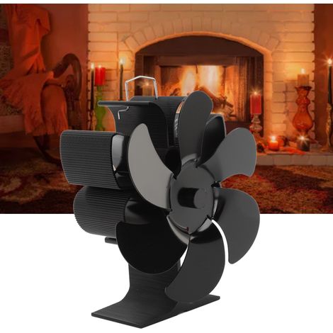Ventilateur de cheminée à six pales, ventilateur chauffant, grand format noir (1/5)