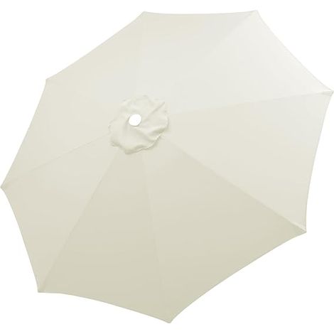Toile de rechange pour parasol de table - Convient aux parasols à 8 baleines - Toile de rechange pour parasol de jardin - Blanc cassé (1/3)