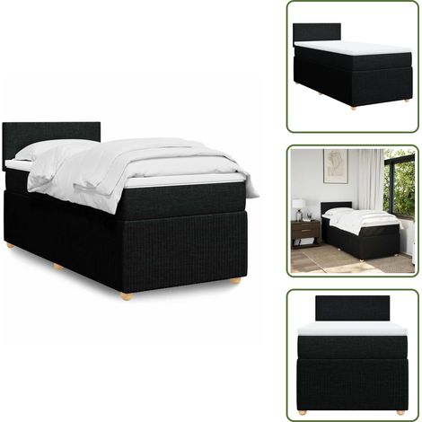 Boxspringbett mit Matratze Schwarz 90x190 cm Stoff - Boxspringbett - Boxspringbetten - Bett - Schlafzimmermöbel (1/5)