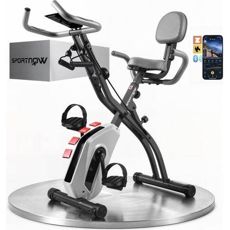 SPORTNOW 4-In-1 Folding Exercise Bike with Resistance Bands, Grey (1/5)