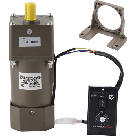 Moteur électrique monophasé 220V 90W avec réducteur, vitesse variable 10K, asynchrone à engrenages. (1/5)