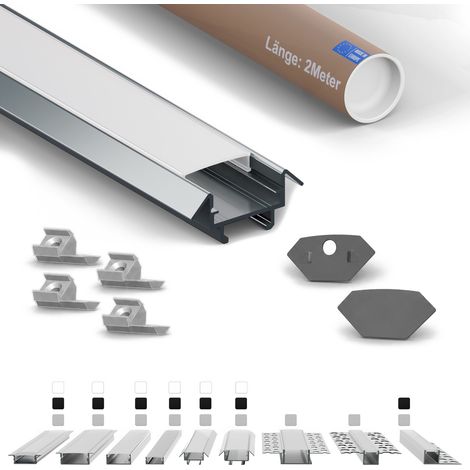 LED-Eckprofil ER4510 2 m Silber für LED-Streifen bis 12 mm inkl. milchiger Abdeckung (1/5)