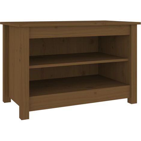 Banc à chaussures bottes commode étagère meuble entrée rangement 70 x 38 x 45,5 cm Pin massif marron