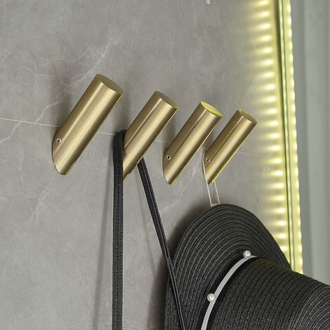 Set of 4 brushed gold wall hooks for towels and dressing gowns (1/5)
