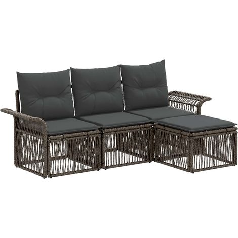 Gartensofa-set 4 pcs Grau Poly-Rattan vidaXL