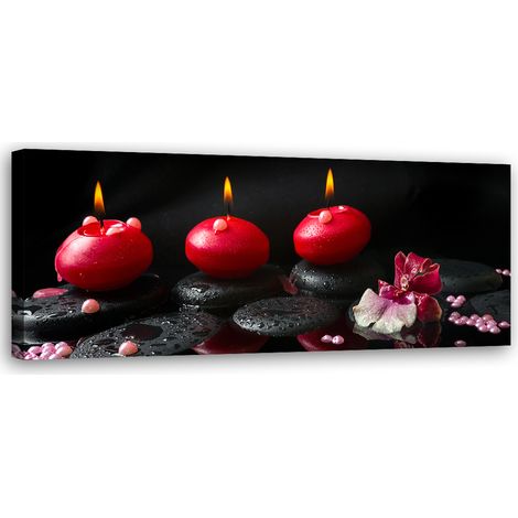 Tableau sur toile Bougie Spa Zen en pierre 90x30 (1/5)