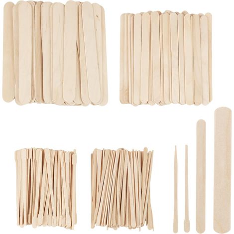 300 Pièces de Bâtons de Cire en Bois, Spatules Épilation Multifonctionnelles en Bois de Bouleau pour Visage, Corps, Sourcils et Lèvres, spatules en bois pour travaux manuels (4 Tailles) (1/5)