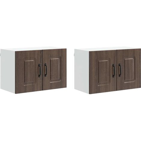 Set di 2 armadietti da parete per cucina moderni grande spazio di stoccaggio 60 x 31 x 40 cm in legno ingegnerizzato rovere marrone 020053608