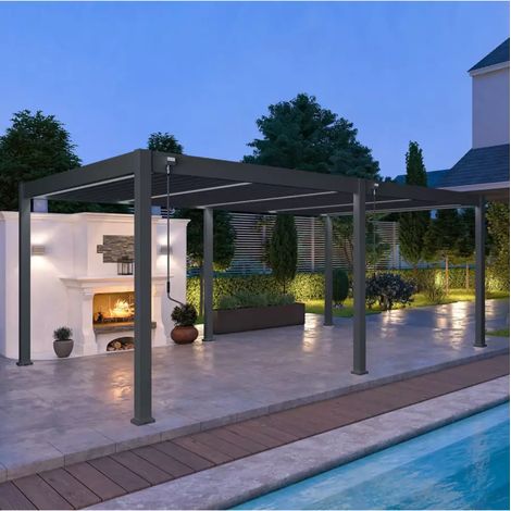 pergola bioclimatica ombréa "vs"  in alluminio antracite 599x399x257 cm
