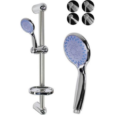 Cleafe - Saliscendi Doccia Bagno Con Portasapone E Soffione Doccetta Multigetto Blu 69134 - 2 (1/2)