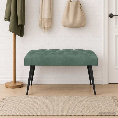 vidaXL Banc avec capitonnage bouton Vert Mer 80 x 40 x 46 cm Velours (1/5)