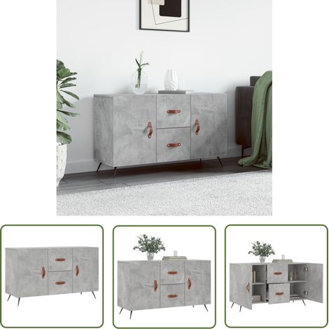 The Living Store Buffet gris béton 100x36x60 cm bois d'ingénierie - Buffet Design Moderne - Buffet Gris - Buffet Rangement - Armoire Murale - Meuble Salon (1/5)