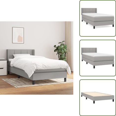 Boxspringbett mit Matratze Hellgrau 90x200 cm Stoff - Boxspringbett - Doppelbett - Schlafraum - Bettenrahmen - Lattenrost (1/5)