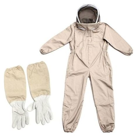 Imkerkleidung Imkeranzug Professioneller Imkeranzug - mit selbsttragendem Schleier mit langen Handschuhen L braun