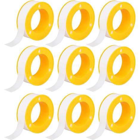 9 Pièces 15mm x 10M Ruban Plomberie, Ruban Etancheite Ptfe, Pipe Pour Les Fuites D'eau, Tête De Douche, égouts, Salle De Bains, Cuisine, Jardin (1/5)