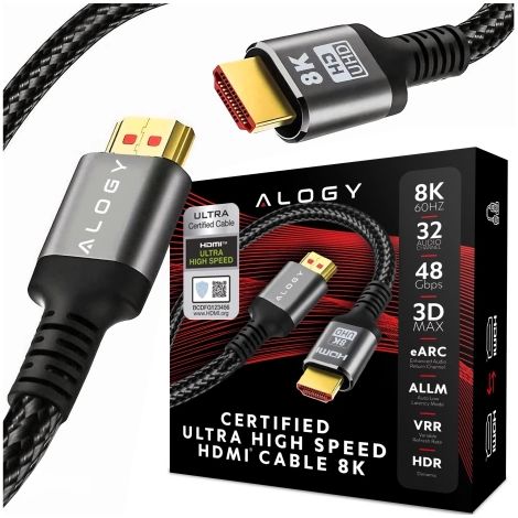 HDMI 2.1 Kabel Alogy 5m 4K 8K PREMIUM KUPFER ULTRA High Speed 60Hz 48GBps Schwarz (1/5)