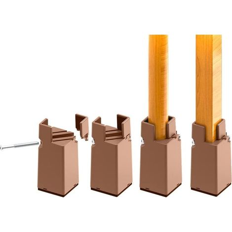 Marron,Rehausseurs de Meubles Réglables 10 cm avec Pince à Vis, 4 Pouces Rehausseur Pieds de Lit, Table, Canapé, Bureau, Rehausseur Meuble Robuste pour Pieds de Chaise de 0,8 à 1,6 Pouces (1/5)