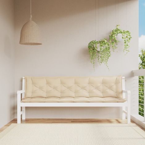 Coussins de banc jardin lot de 2 beige 200x50x7 cm tissu Oxford (1/5)