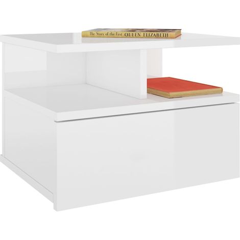 Lot de 2 Tables de chevet Meubles De Rangement / Blanc brillant 40x31x27 cm Aggloméré (1/5)