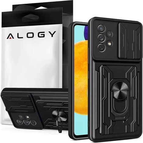 Custodia a portafoglio Alogy Camshield Ring con copri fotocamera e portafoglio per Samsung Galaxy A53, nera (1/5)