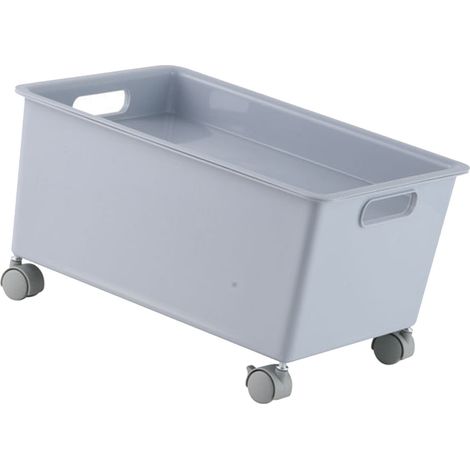 Panier de Rangement Roulant Premium PP Robust Portable Mobile Grande Capacité Boîte de Rangement pour Livres Vêtements Chaussures Gris (1/5)