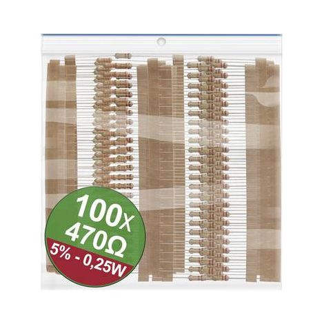 Quadrios 22P068 22P068 Jeu de résistances à couche carbone 470 Ω sortie axiale 0.25 W 5 % 1 set (1/2)