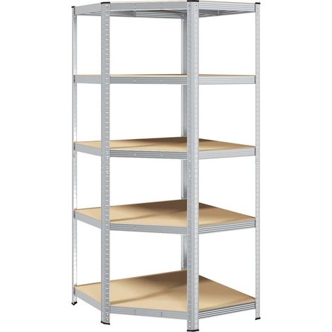 Étagère d'angle Argenté 90 x 90 x 198 cm Bois d'ingénierie