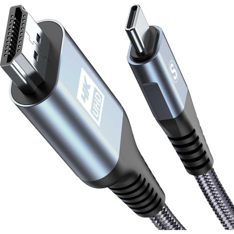 Cable HDMI USB C 5M, Adaptateur USB Type C vers HDMI 4K UHD(Compatible Thunderbolt 3/4) pour iPhone 17/16/15 Pro Max, pour MacBook/iPad Pro/Air, Samsung Galaxy S26 S25 S24 S23 au S8/Surface/XPS etc.