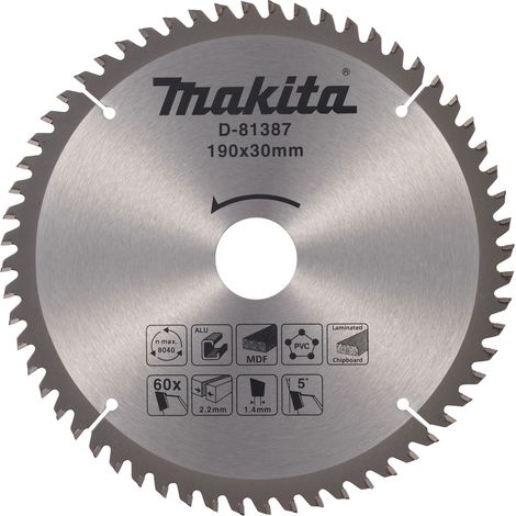 MAKITA D-81387 Multi-purpose TCT 190mm x 30mm x 60T
