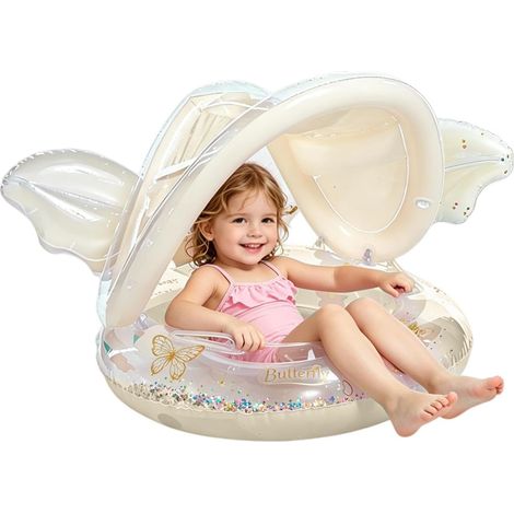 Bouées Piscine pour Bébé - Chaise Gonflable Aquatique,Auvent Pare-Amovible, Siège Anti-Basculement Épaissi, Flotteur Enfant - pour 3-48 Mois, Garçons Et Filles, Intérieur Plage (1/5)