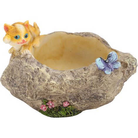 Mini Résine Dessin Animé Animal Pot De Fleurs Décoration De Bureau Plante Succulente Pot OrnementChat (1/5)