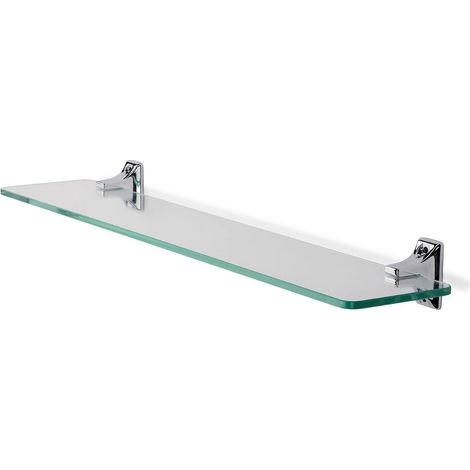 Croydex Sutton Wall Mounted Glass Shelf, Bathroom Storage, Chrome, 50cm (1/5)