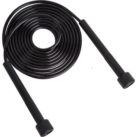 Corde à sauter vitesse fitness noir 2,8m, corde d'entraînement pour adultes, hommes, femmes et enfants - poignées antidérapantes, brûle-graisse, boxe, CrossFit, MMA, corde à sauter ajustable (1/5)