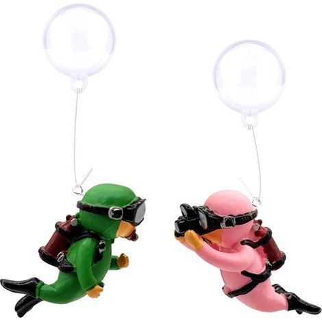 longziming - Décoration d'aquarium - 2 pièces - Ornements flottants en résine représentant des plongeurs - Accessoires de décoration pour aquarium, bocal à poissons et aquarium - Vert rose (1/5)