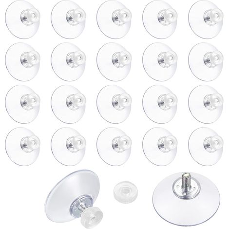QAZQA Lot de 22 Ventouse Filetée Ventouses avec Filetage, M4 M5 Ventouse en Plastique PVC Suspension Ventouse Transparente pour Voiture,Camping (1/5)