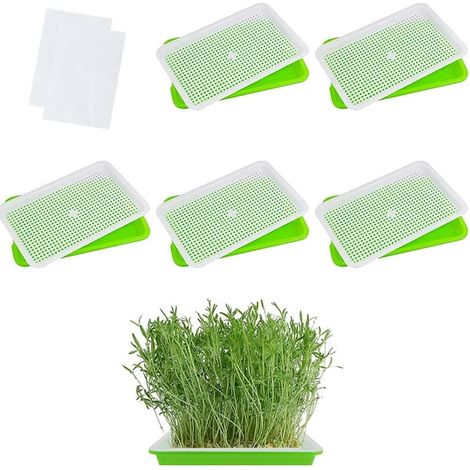 5-teiliges Keimset – Saatschale mit Abflusslöchern, BPA-frei, für Weizen, Bohnen und Microgreens, mit Keimpapier (22,4 x 14,5 cm) (1/5)
