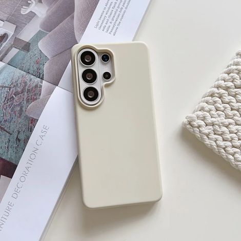 Coque de téléphone en silicone liquide beige pour Galaxy A36, protection antichoc et souple mate.