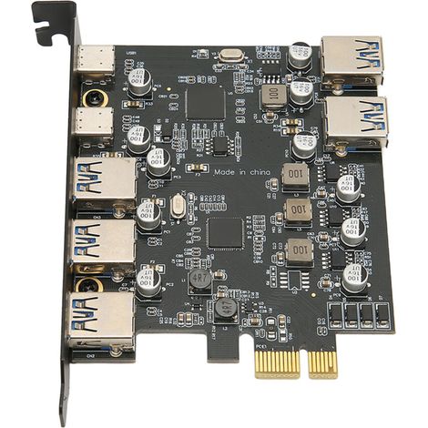 Adaptador de expansión USB PCI Express con pantalla OLED, compatible con fuentes grandes, dos puertos Tipo-C, cinco puertos Tipo-A y compatible con todos los sistemas operativos, incluido Windows XP.