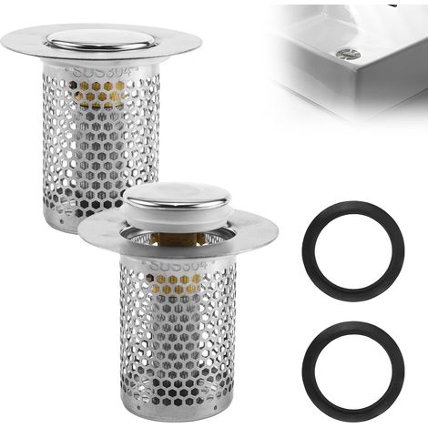 2 Stück Datering Waschbeckenabfluss mit Filterkorb, Küchenspüle, Filter, Waschbeckenabfluss, Badezimmer, Waschbeckenfilter, für 33–55 mm Abflussloch (1/5)