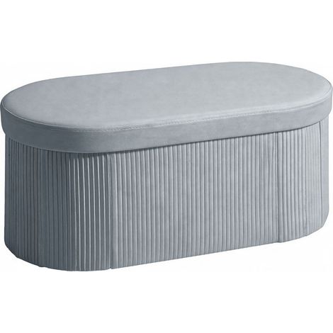 Bench of storage foldable appearance velvet, ideal for the living room, 76 x 38 x 35 cm, gray fonce (1/5)