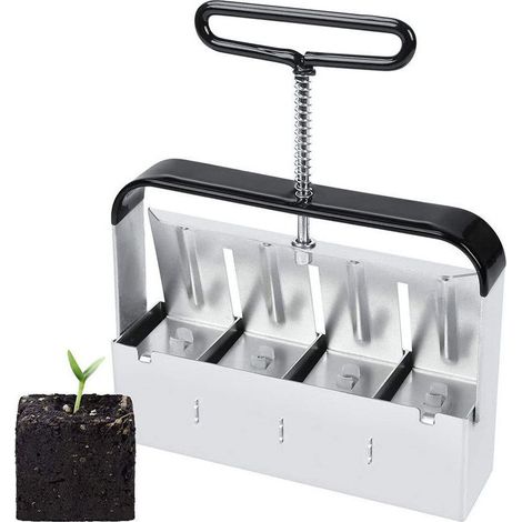 Outil de blocage de terre manuel - Outil de jardinage presse motte - 5cm - Bloque le sol - Avec poignée antidérapante, presse motte pour semis, confortable pour planter, transplanter, serre (1/5)