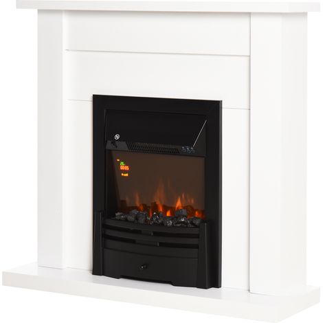 Cheminée électrique décorative avec 2, réglable, blanc, 102 x 30 x 95cm, pour maison et usage quotidien, format pratique