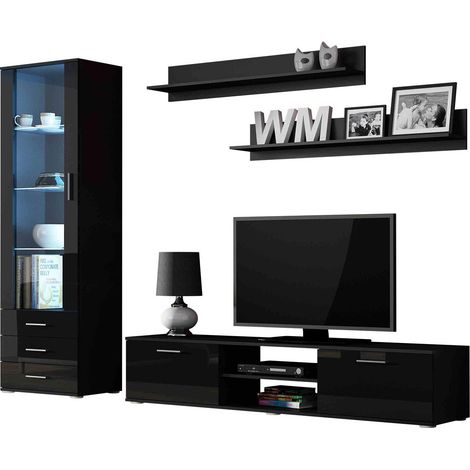 Conjunto de salón Tornola 107, Negro + Negro brillante