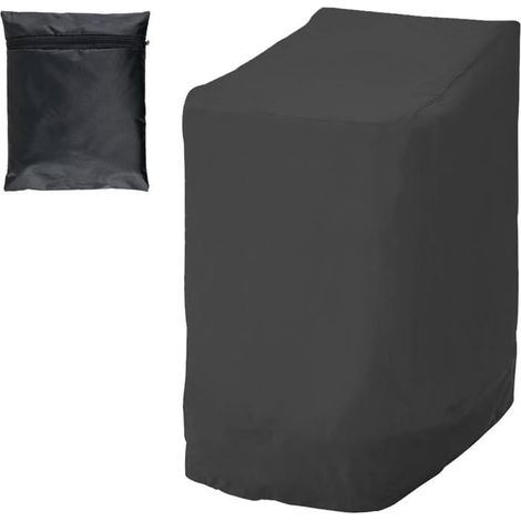 Housse Chaise Jardin pour 6 chaises empilables imperméable Anti-UV Housse Chaise Exterieur Tissu Oxford 210D 114 x 85 x 65 cm Noir (1/5)